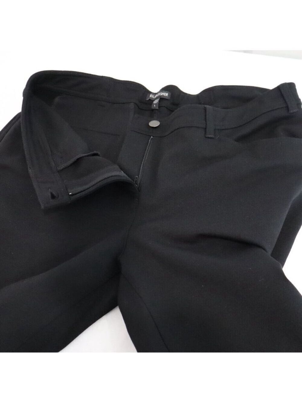 Eileen Fisher Womens Black Ponte Knit Wide Leg Pants Size Large Career Office - Picture 3 of 8